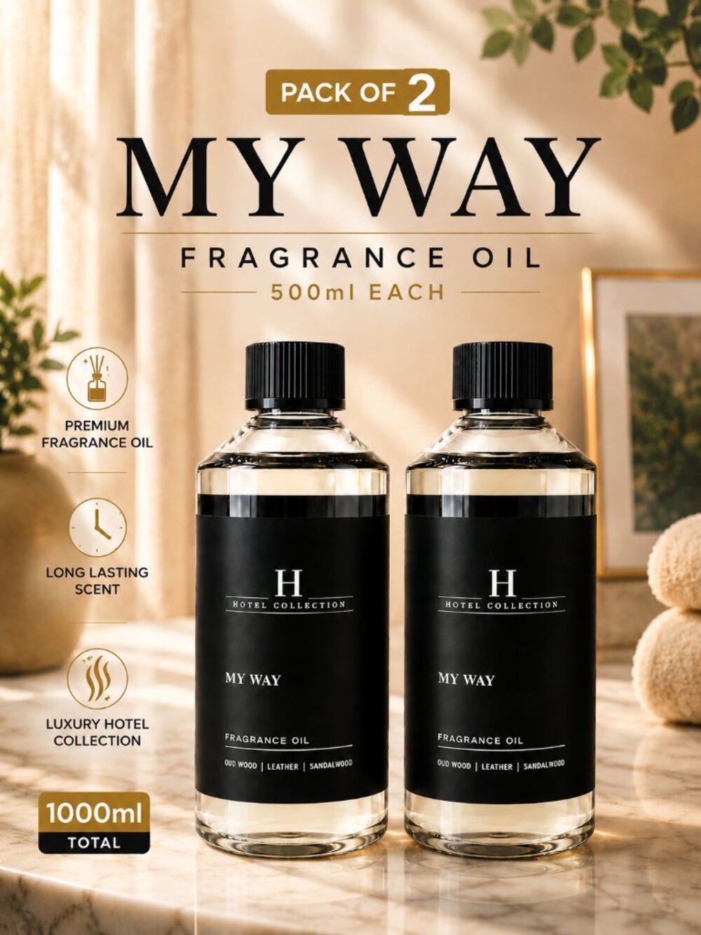 My Way 500ml Diffuser Oil 2-Pack Inspired by 1 Hotel Miami Collection Aroma360
